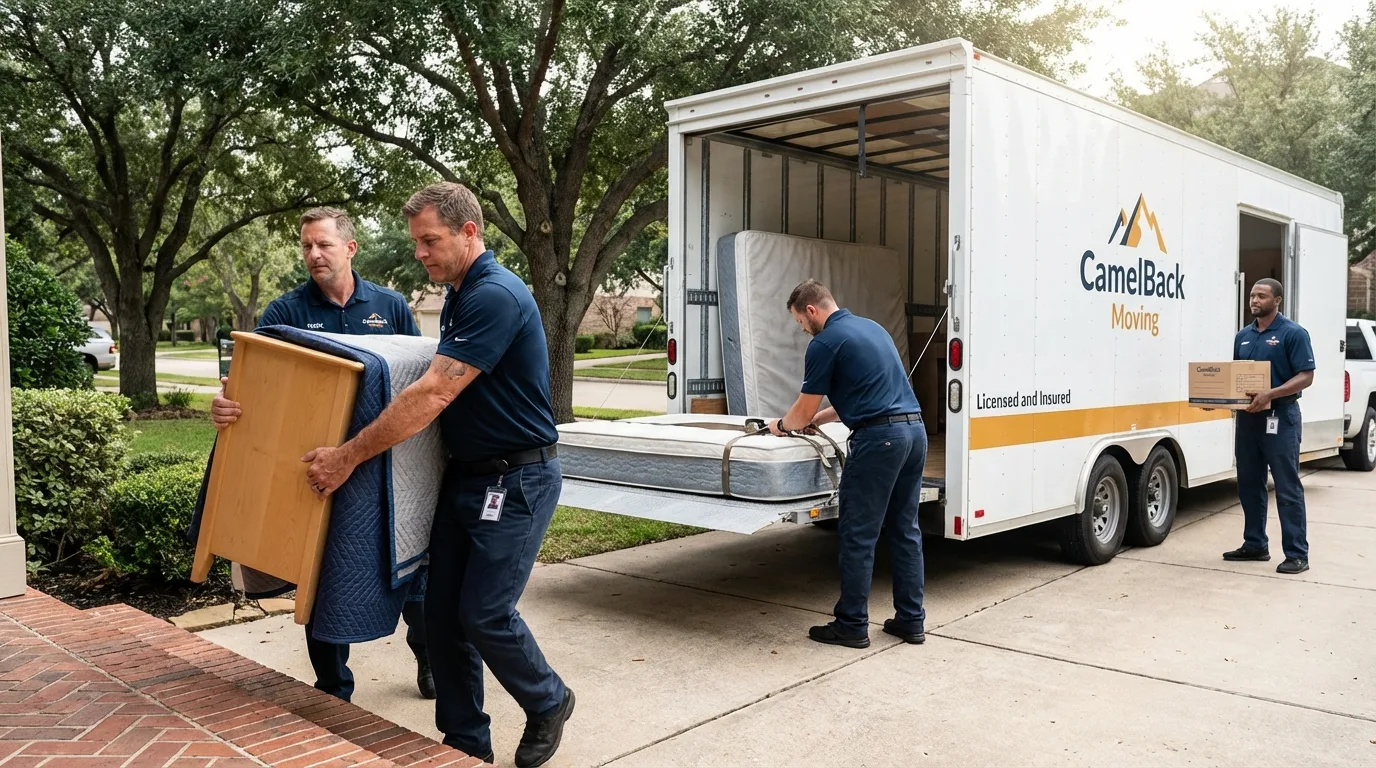 Crew loading residential truck for cross-state move from Reserve, NM